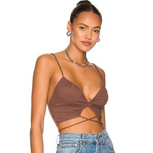 NWT Superdown - Daliah Ruched Cami Top in Brown